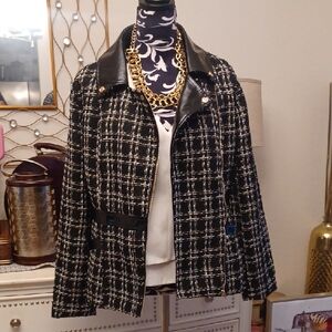 Women's Black and White Tweed Jacket